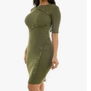 Nina Leonard green Button Detail Sweater Dress size M